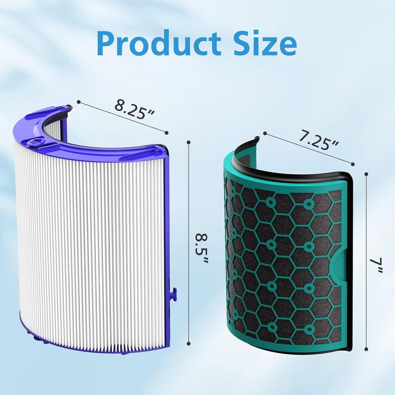 isingo 2 Pack TP04 Replacement Filter for Dyson TP04 HP04 DP04 TP05 DP05 Air Purifier Sealed Two Stage Pure Cool Fan Combi 360° Glass HEPA Filter & Activated Carbon Filter, #969048-01, Purple/Teal - Image 5